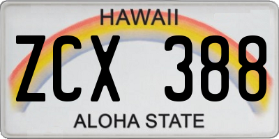 HI license plate ZCX388