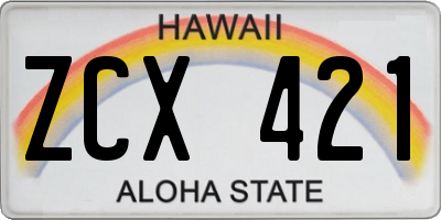 HI license plate ZCX421
