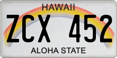 HI license plate ZCX452