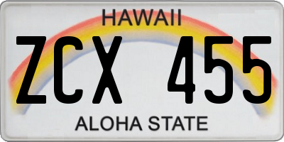 HI license plate ZCX455