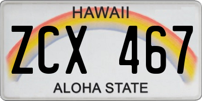 HI license plate ZCX467