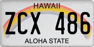 HI license plate ZCX486