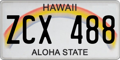 HI license plate ZCX488
