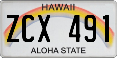 HI license plate ZCX491