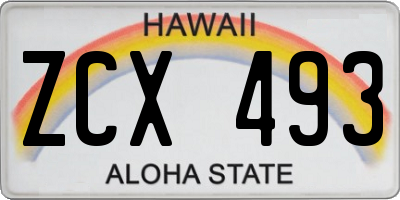 HI license plate ZCX493