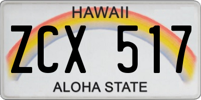 HI license plate ZCX517