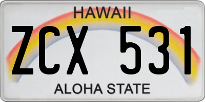 HI license plate ZCX531