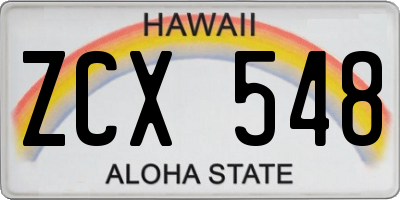 HI license plate ZCX548