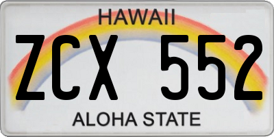 HI license plate ZCX552