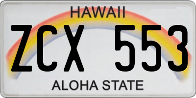HI license plate ZCX553