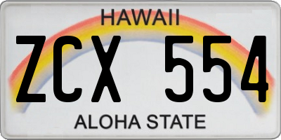 HI license plate ZCX554