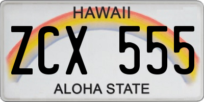 HI license plate ZCX555