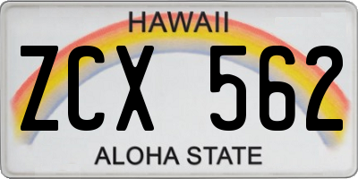HI license plate ZCX562
