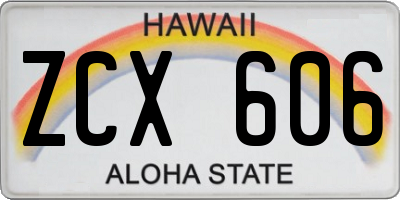 HI license plate ZCX606