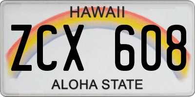 HI license plate ZCX608