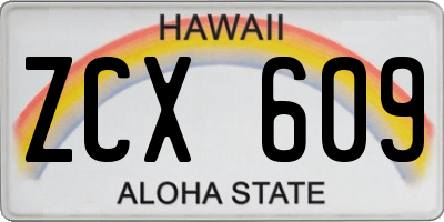 HI license plate ZCX609