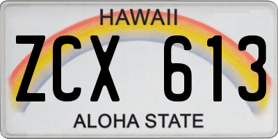 HI license plate ZCX613