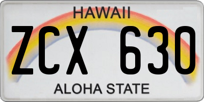 HI license plate ZCX630