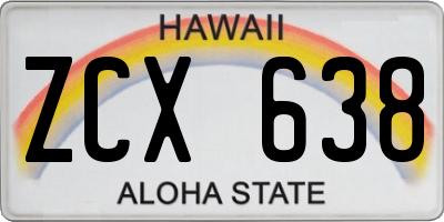 HI license plate ZCX638