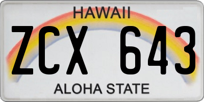 HI license plate ZCX643