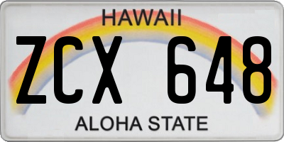 HI license plate ZCX648