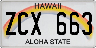 HI license plate ZCX663