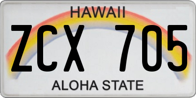 HI license plate ZCX705
