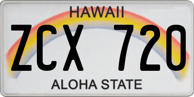 HI license plate ZCX720