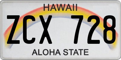 HI license plate ZCX728