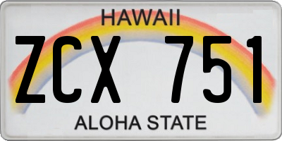 HI license plate ZCX751
