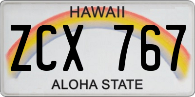 HI license plate ZCX767