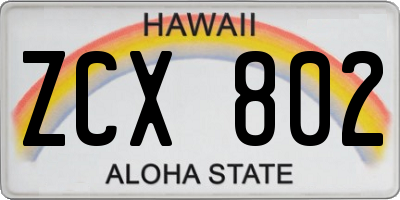 HI license plate ZCX802