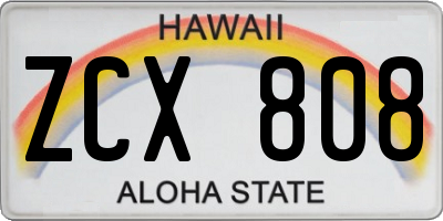 HI license plate ZCX808