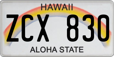 HI license plate ZCX830