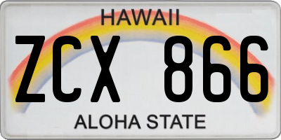 HI license plate ZCX866