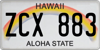 HI license plate ZCX883
