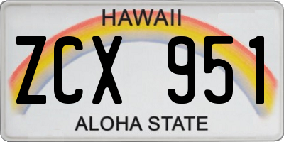 HI license plate ZCX951
