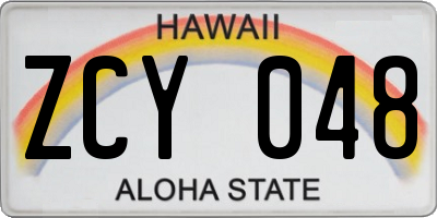 HI license plate ZCY048