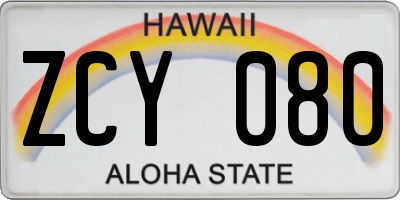 HI license plate ZCY080