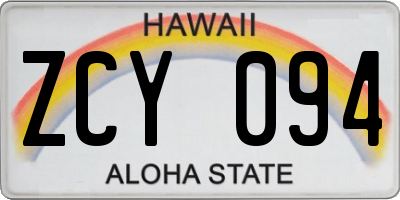 HI license plate ZCY094