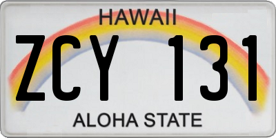 HI license plate ZCY131
