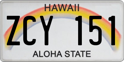 HI license plate ZCY151