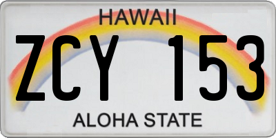 HI license plate ZCY153
