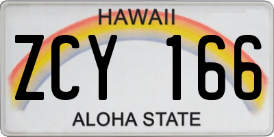 HI license plate ZCY166