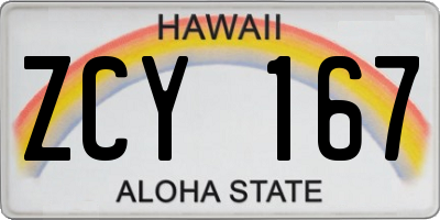HI license plate ZCY167