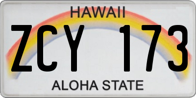 HI license plate ZCY173