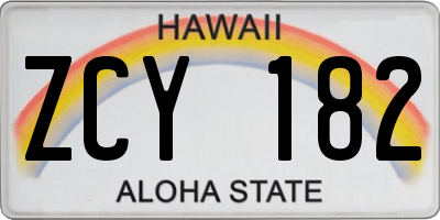 HI license plate ZCY182