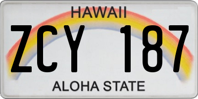 HI license plate ZCY187