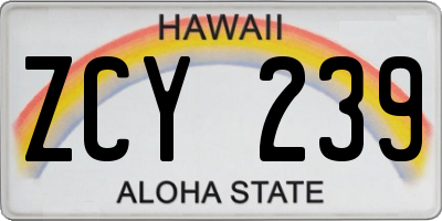 HI license plate ZCY239
