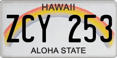 HI license plate ZCY253